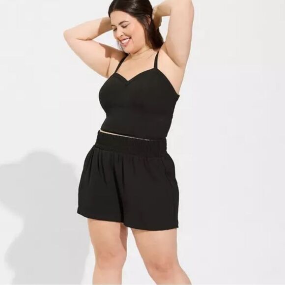 Torrid Cropped Bustier Bralette Black Gathered Back 0/ 12 - Picture 3 of 9